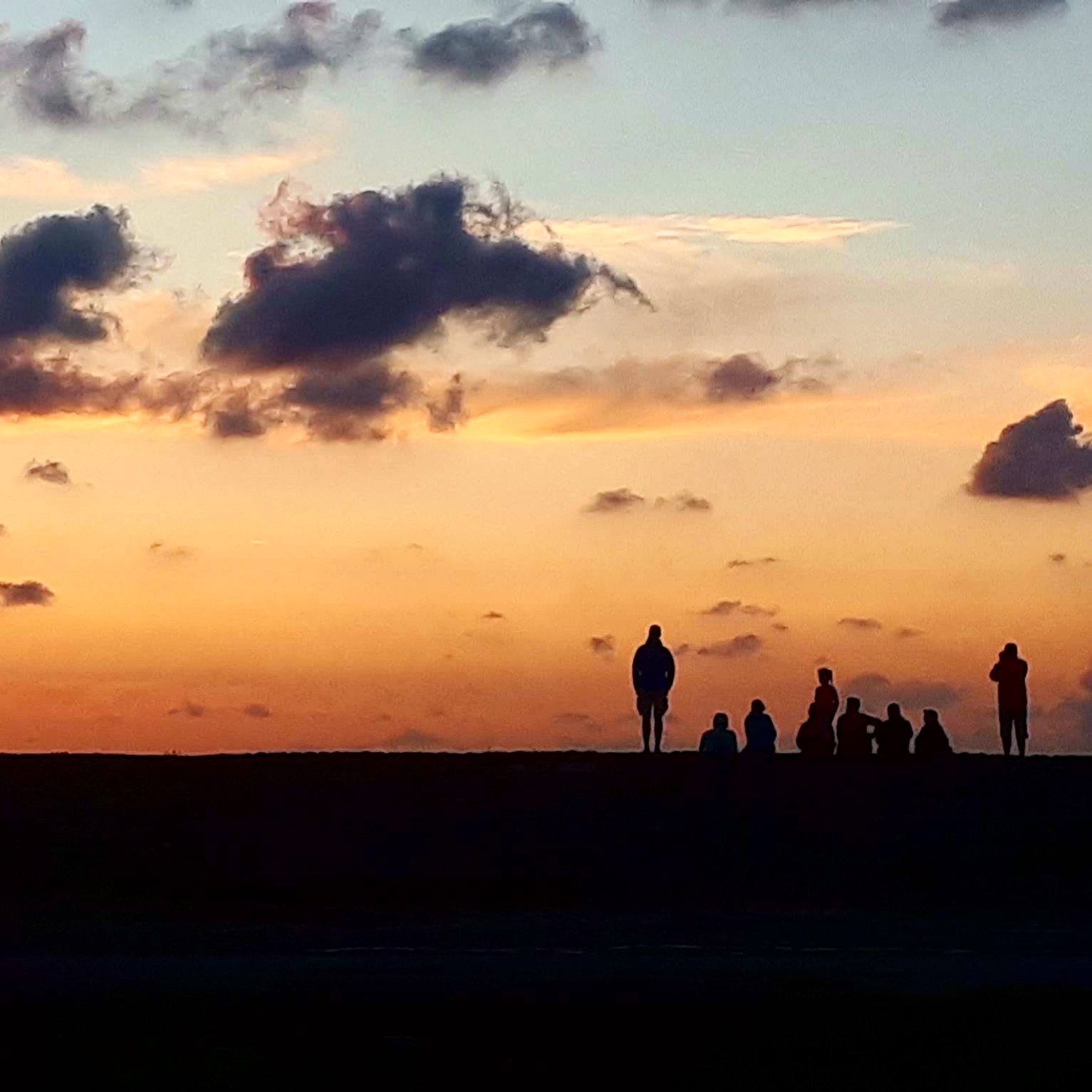 Watching the sunset on the dike in the port of Harlingen